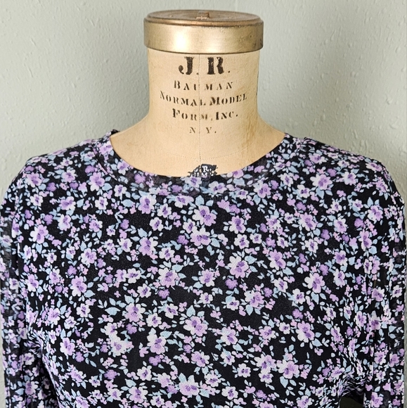 NWT Nine West Women's Floral-Print Ruched Mesh Midi Dress Size 16 Goth 90s Y2K - Picture 5 of 14